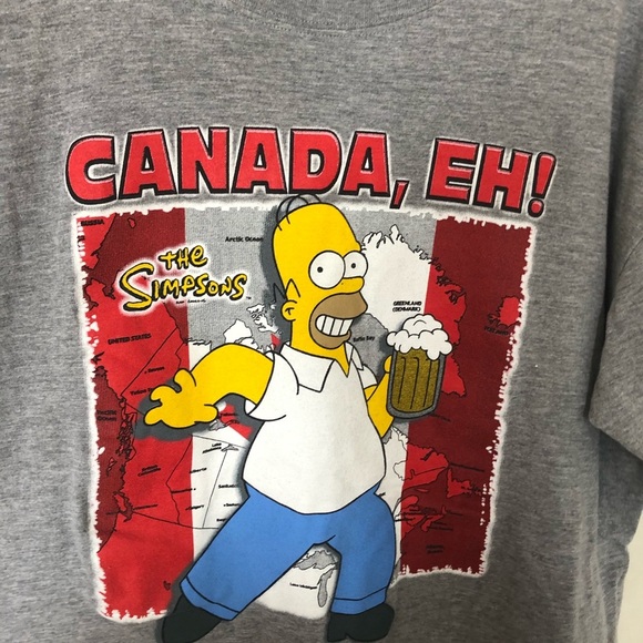 Vintage The Simpson ‘Canada, Eh’ Grey T-Shirt - Picture 7 of 7
